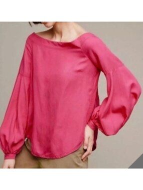 Anthropologie Floreat Hot Pink Mazza Off The Shoulder blouse size 12 top womens
